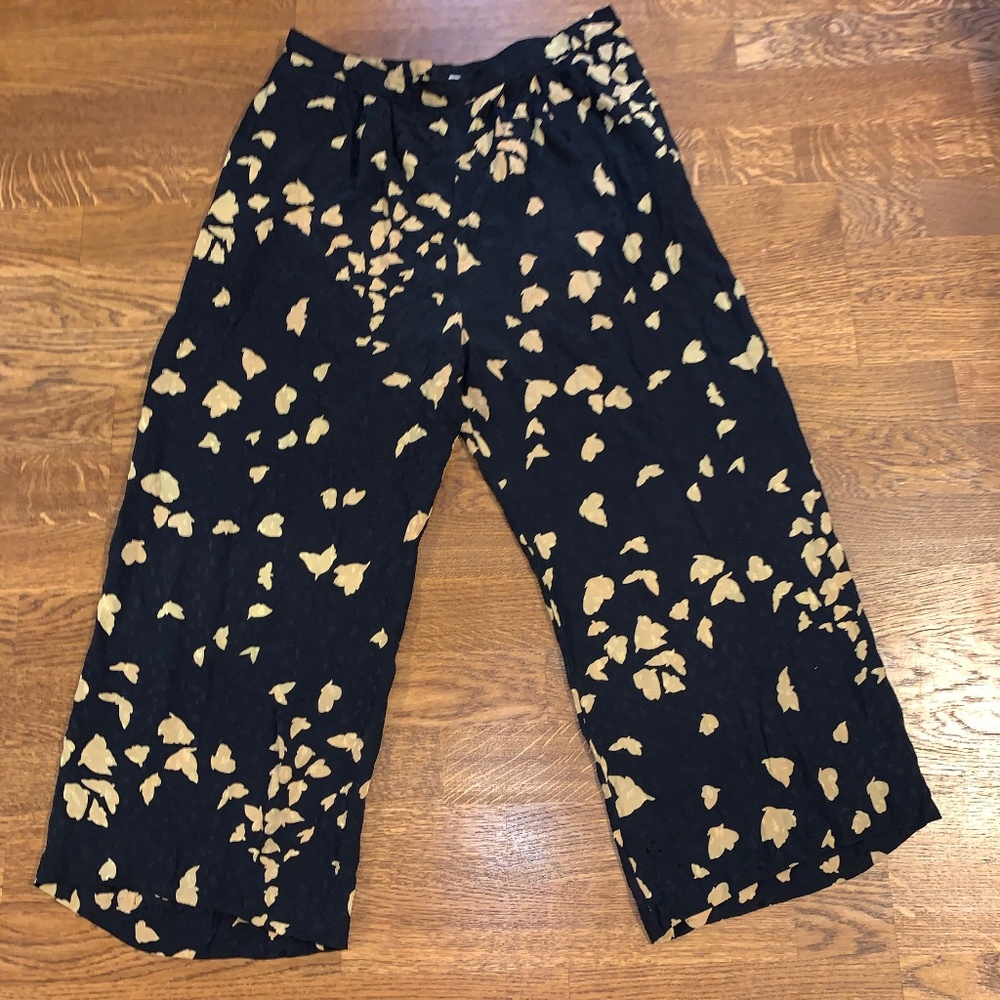 Parisian Silk Butterfly Print Crop Palazzo Pants